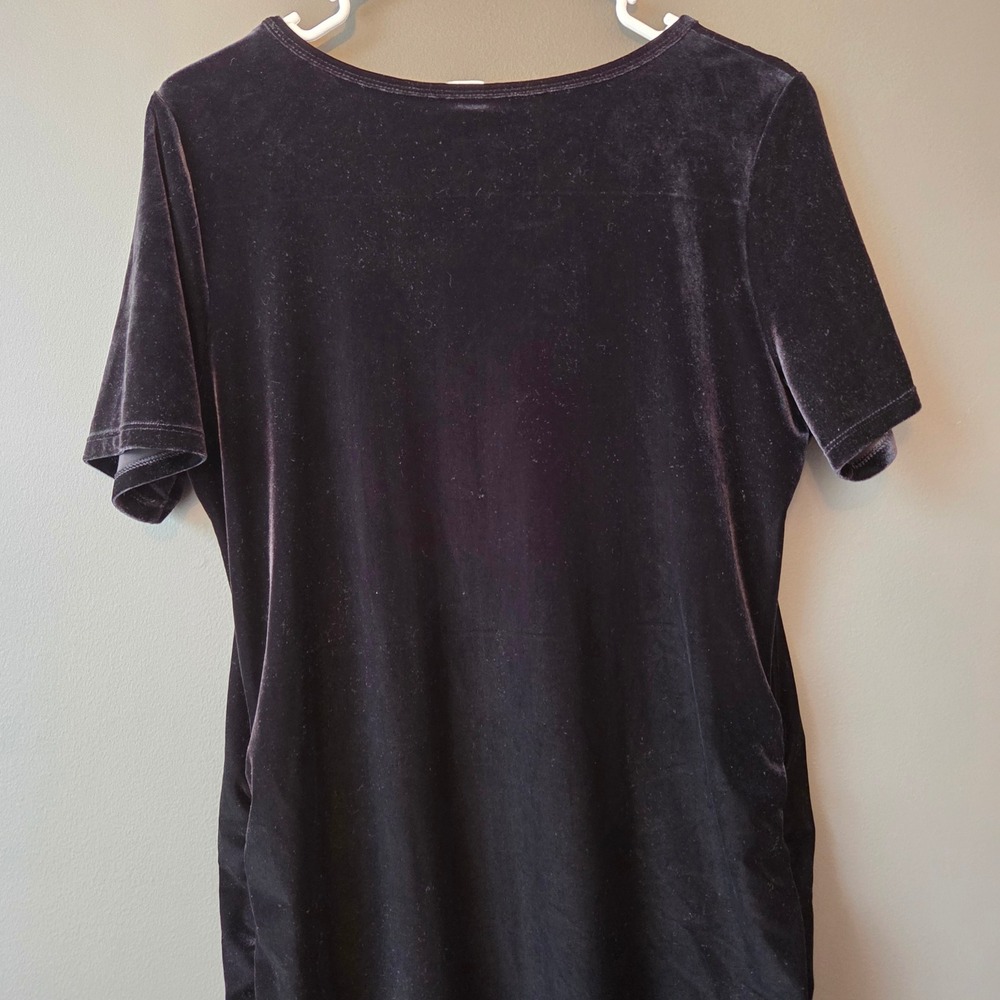 Gap Maternity Black Velvet‎ Ruched Bodycon Dress Short Sleeve Scoop Neck Size M - Picture 5 of 10